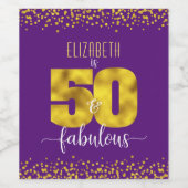 50 en geweldige verjaardagsgoudfolie-stippen op pa wijn etiket (Enkel label)