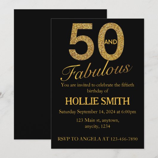 50 en geweldige verjaardagsuitnodiging kaart (Voorkant / Achterkant)