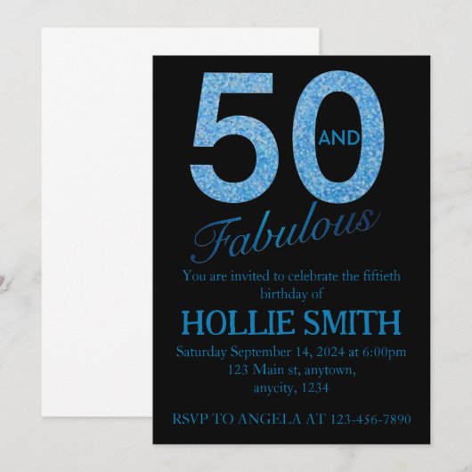 50 en geweldige verjaardagsuitnodiging kaart (Voorkant / Achterkant)