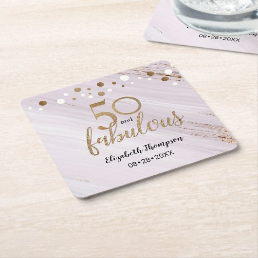 50 en geweldige waterverf- en goudberoertes op maa kartonnen onderzetters (Schuin)