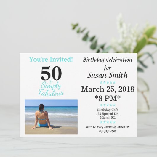 50 en gewoon fantastische verjaardag uitnodiging (Staand voorkant)