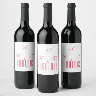 50 en het Fabulous Birthday Party Wine Label Wijn Etiket