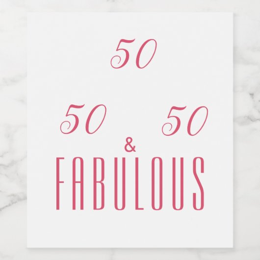 50 en het Fabulous Birthday Party Wine Label Wijn Etiket (Enkel label)