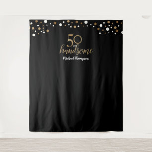 50 en knap 50ste verjaardag Zwart Goud achtergrond Wandkleed