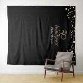 50 en knap 50ste verjaardag Zwart Gouden achtergro Wandkleed (In Situ (horizontaal))