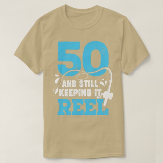 50 en nog steeds met de zegen van de visvangst t-shirt (Design voorkant)