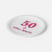50 en nog steeds Nauti Pink Anchor Paper Napkins Papieren Bordje (Gekanteld)