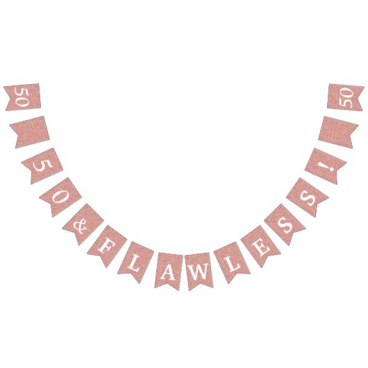 50 en onberispelijke glittery Roos Gold White Birt Vlaggetjes (Alle)