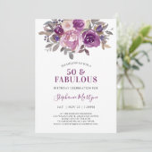 50 en Paarse bloementeelt van de Beusty Mauve Kaart (Staand voorkant)