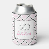 50 en prachtig roze verjaardag blikjeskoeler (Blikje Voorkant)