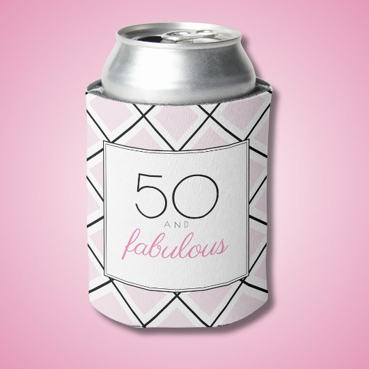 50 en prachtig roze verjaardag blikjeskoeler