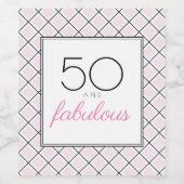 50 en prachtig roze verjaardag wijn etiket (Enkel label)