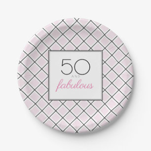50 en prachtig roze verjaardagsfeestje papieren bordje
