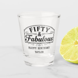 50 en Prachtig Rustiek Schrift & Elegante Lijn Kun Shot Glas