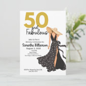 50 en Prachtig Zwart en Goud Verjaardagsfeest Kaart (Staand voorkant)