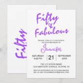 50 en prachtige Paarse 50ste verjaardag Kaart (Voorkant / Achterkant)