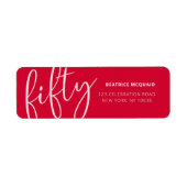 50 en prachtige rode moderne belettering etiket (Voorkant)