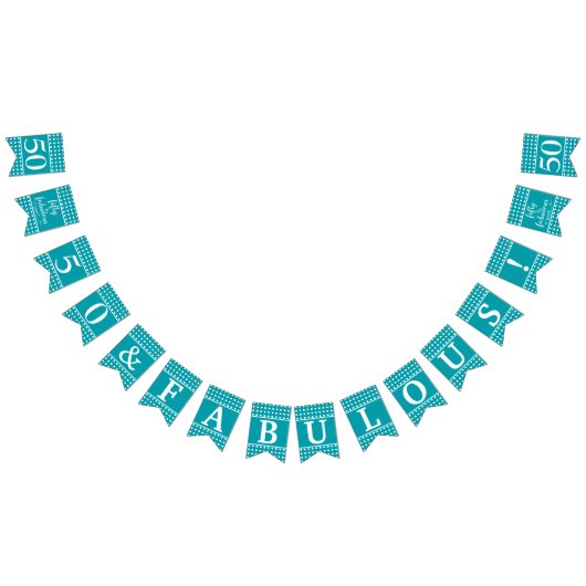 50 en prachtige turquoise witte Stippen Vlaggetjes (Alle)