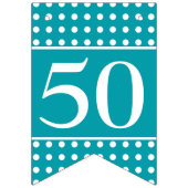 50 en prachtige turquoise witte Stippen Vlaggetjes (Eerste vlag)