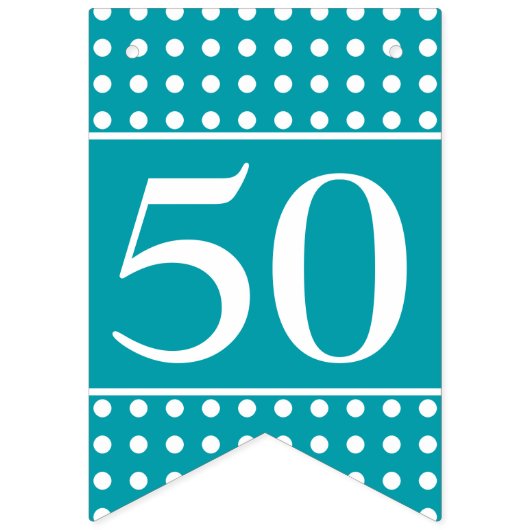 50 en prachtige turquoise witte Stippen Vlaggetjes (Eerste vlag)