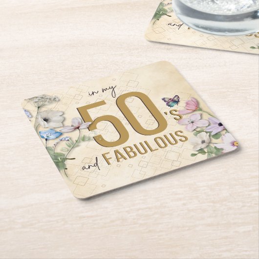 50 en prachtige wilde bloemen kartonnen onderzetters (Schuin)