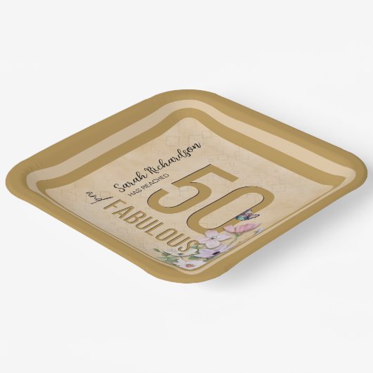 50 en prachtige wilde bloemen papieren bordje (Gebogen)