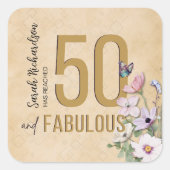 50 en prachtige wilde bloemen vierkante sticker (Voorkant)