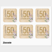 50 en prachtige wilde bloemen vierkante sticker (Vel)