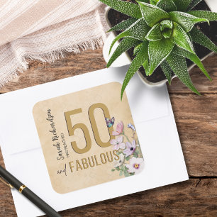50 en prachtige wilde bloemen vierkante sticker