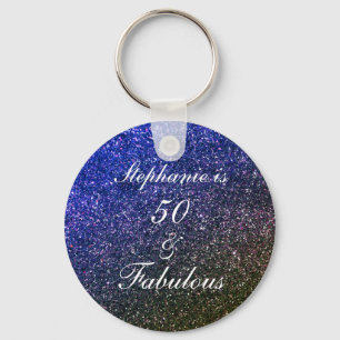 50 en verbluffend Birthday Black Blue Glitter Ombr Sleutelhanger