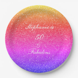 50 en verbluffend Birthday roze Paars glitter Whit Papieren Bordje