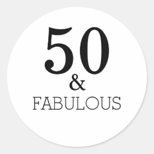 50 en verbluffend bloeddagfeest Black White elegan Ronde Sticker