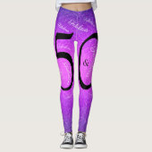 50 en verbluffend gesternte Paarse metalen Leggings (Voorkant)