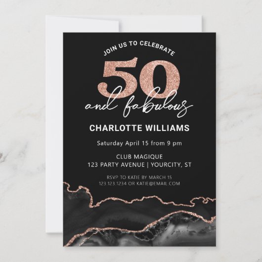 50 en verbluffend glitter Roos Gold 50e verjaardag Kaart (Voorkant)