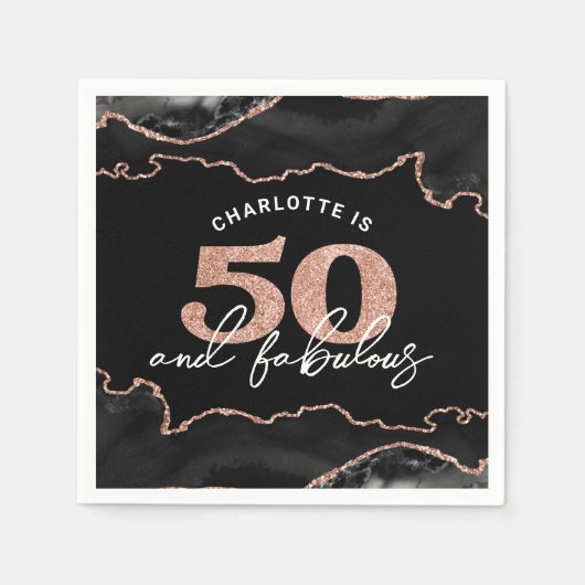 50 en verbluffend glitter Roos Gold 50e verjaardag Servet (Voorkant)