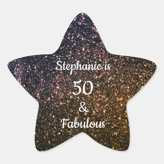 50 en verbluffend goudglitter (gouden gouden goude ster sticker (Voorkant)