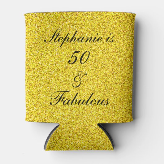 50 en verbluffend goudglittercadeautje met gouden blikjeskoeler (Voorkant)