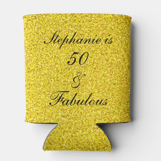 50 en verbluffend goudglittercadeautje met gouden  blikjeskoeler (Achterkant)