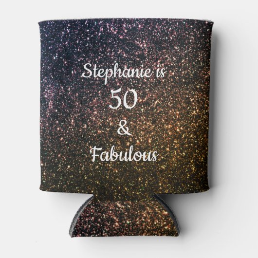 50 en verbluffend goudzwart glitter-koel blikjeskoeler (Voorkant)