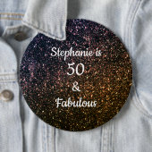 50 en verbluffend goudzwart glitter-koel ronde button 6,0 cm (In situ)