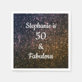 50 en verbluffend goudzwart glitter-koel servet (Voorkant)