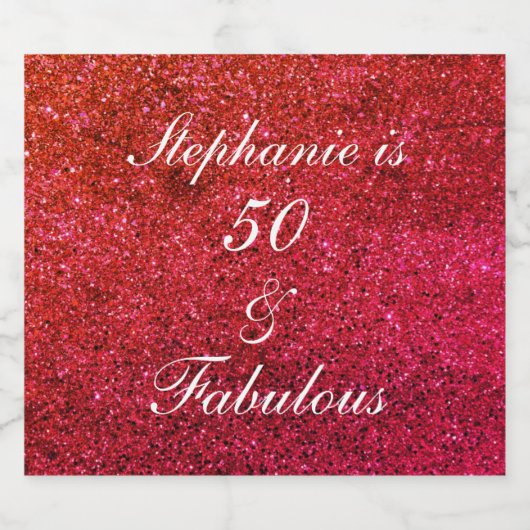 50 en verbluffend oranjewitte glitter bier etiket (Enkel label)