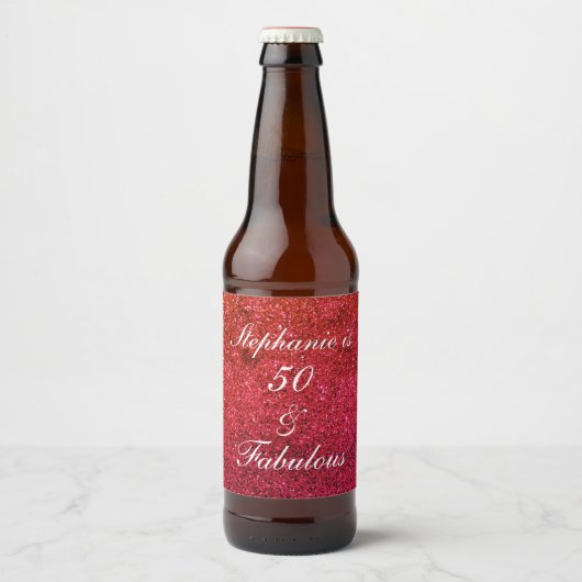 50 en verbluffend oranjewitte glitter bier etiket (Voorkant)