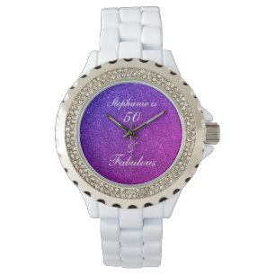50 en verbluffend Paars bruinglitter ombre Horloge