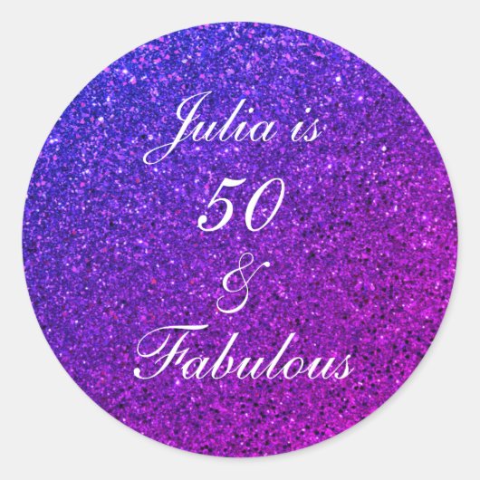 50 en verbluffend Paars bruinglitter ombre Ronde Sticker (Voorkant)