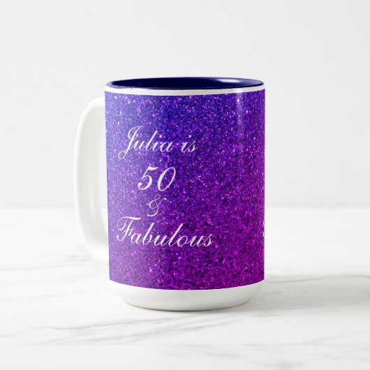 50 en verbluffend Paars bruinglitter ombre Tweekleurige Koffiemok (Voorkant links)