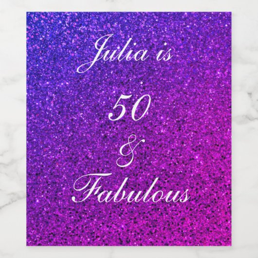 50 en verbluffend Paars bruinglitter ombre Wijn Etiket (Enkel label)