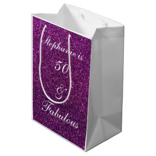 50. en verbluffend Paars glitter ombre chic Medium Cadeauzakje