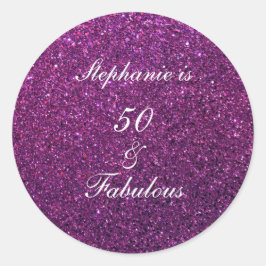 50. en verbluffend Paars glitter ombre chic Ronde Sticker