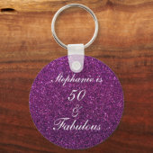 50. en verbluffend Paars glitter ombre chic Sleutelhanger (Voorkant)